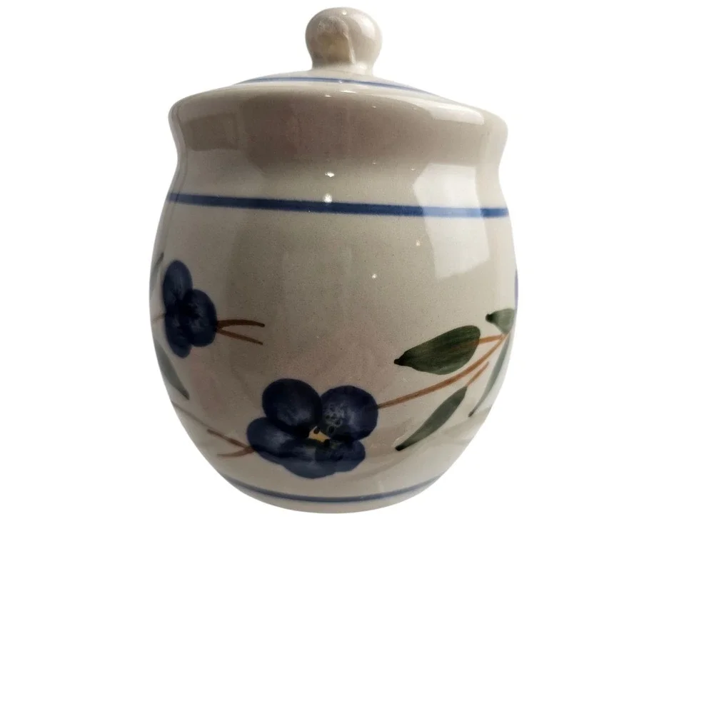 Ceramic Jar with Lid‎ Blue Floral Design Kitchen Storage Container